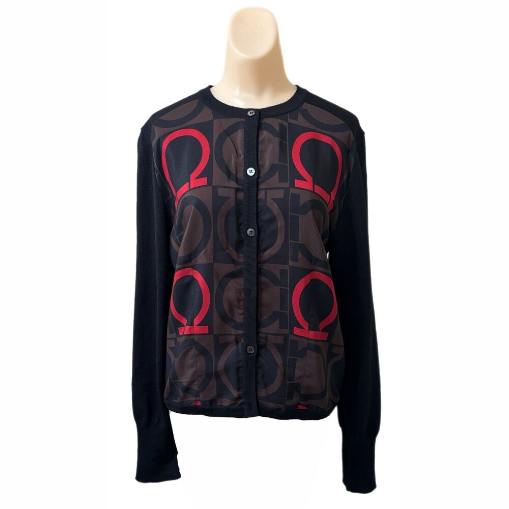 Salvatore Ferragamo Silk Wool Cardigan Sweater Medium Old Money Luxury